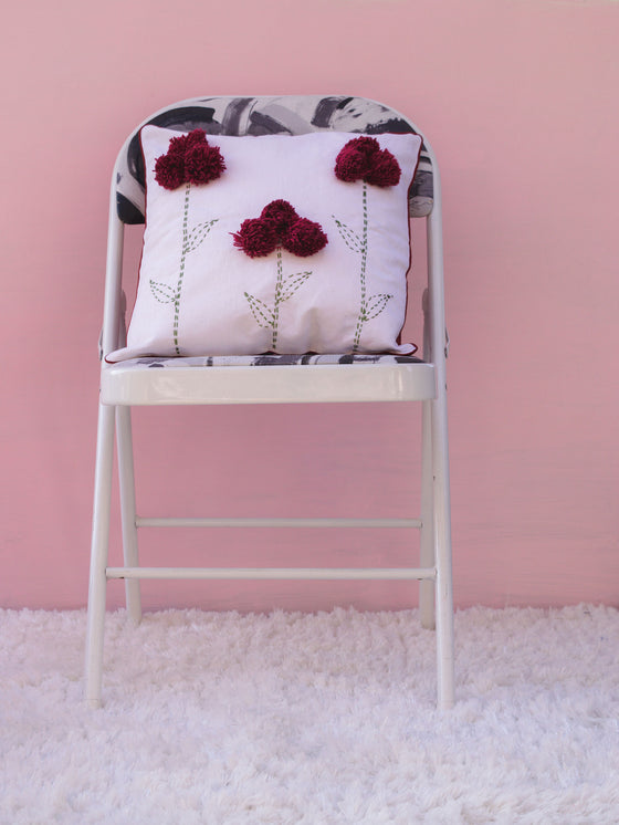 White Pop up Flower Cushion Cover (4365102514219)