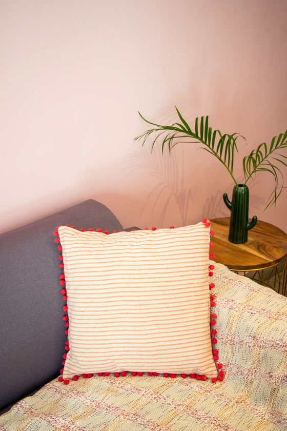 Pink Stripes Cushion Cover